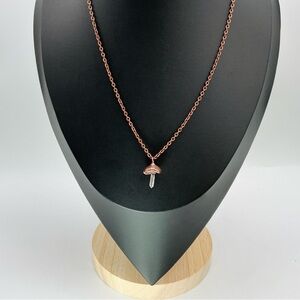 Copper Necklace Mushroom Fungi Quartz Crystal Gem Handmade Jewelry Pendant #E